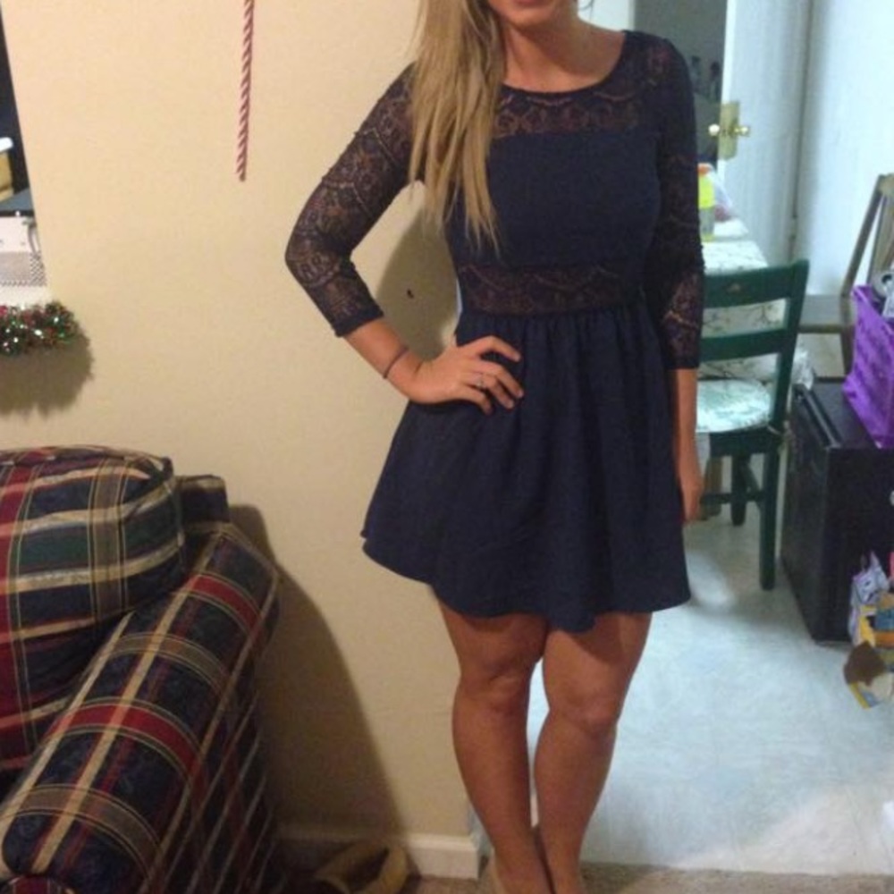 H&M navy blue dress with lace
